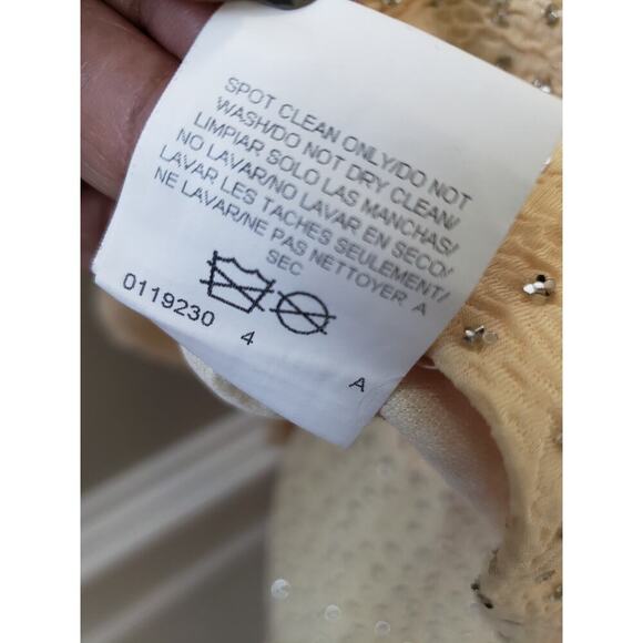 Leslie Fay Skirt Suit Set Women 10 Beige Glitter Dots Short Sleeve Button Front - Picture 7 of 14